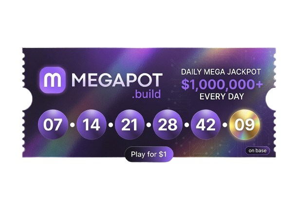 megapot.build — daily mega jackpot, $1,000,000+ every day. Play for $1 on Base.